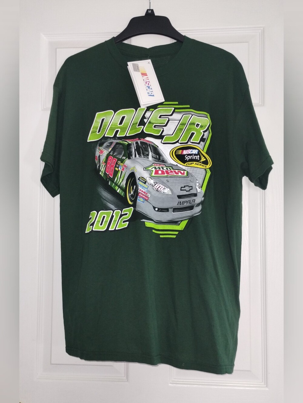 Nascar Dale Earhart Jr Short Sleeve Tee in Dark Green with Lime Accents